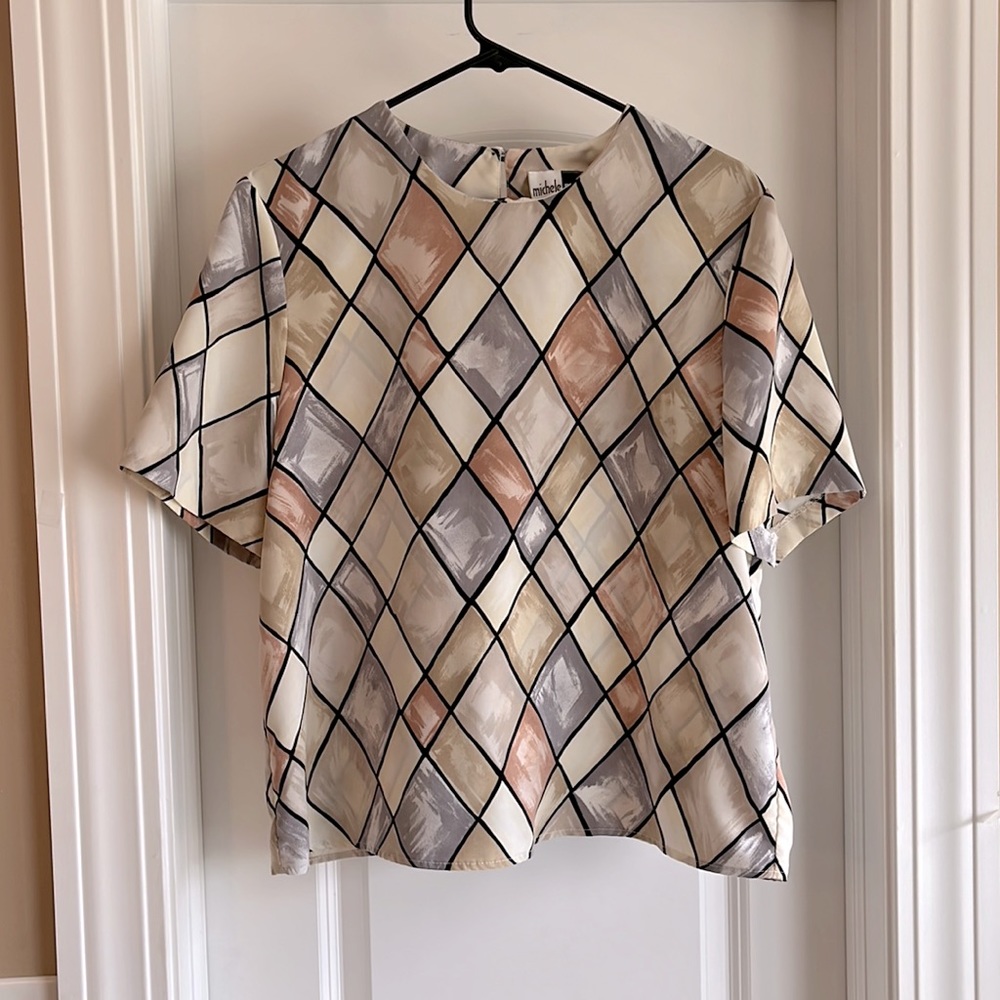 Vintage Michelle fíchele geometric print blouse